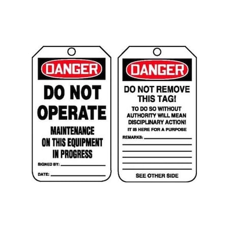 Accuform Danger, RP-Plastic, 3-1/4 in Width, 0.075 in Height, , 5 PK MDT179PTM